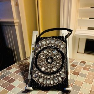 Black sequin evening crossbody cellphone purse